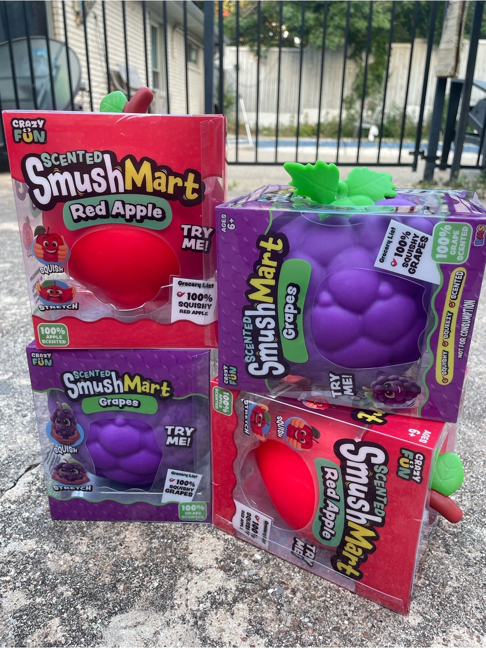 4 Pack - SmushMart Scented Red Apple & Purple Grapes Kids Toys (Red, Purple)